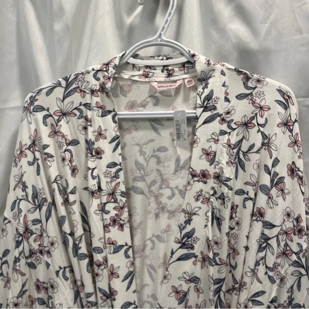 La Vie En Rose Soft jersey kimono with lace trim size medium - Picture 3 of 8